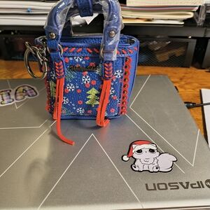 Montana West Blue Festive Key Holder And Handbags Charm.